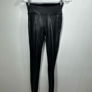Spanx black faux leather leggings size xs
